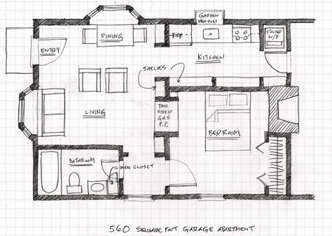 Small Scale Homes: Floor Plans for Garage to Apartment Conversion Garage To Apartment, Garage Apartment Floor Plans, Studio Apartment Floor Plans, Granny Pods, Garage Apartment Plan, Converted Garage, Mini Loft, Casa Loft, Garage Apartment Plans