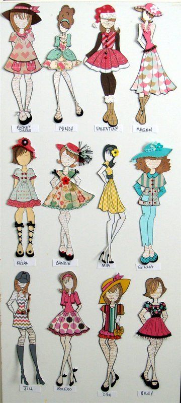 12 dolls Julie Nutting Prima Dolls Ideas Handmade Cards, Julie Nutting Prima Doll Stamps, How To Make Paper Dolls Diy, Julie Nutting Prima Dolls Ideas, Paper Doll Costume, Prima Paper Dolls, Prima Doll Stamps, Paper Doll Craft, Julie Nutting