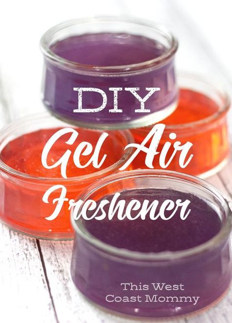 This DIY air freshener is made from all natural ingredients! Diy Air Freshner, Air Freshener Recipes, Gel Air Freshener, Homemade Air Freshener, Diy Air Freshener, Gel Candles, Natural Air Freshener, Homemade Cleaning Products, Diy Essential Oils