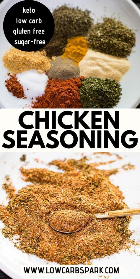 Easy Chicken Seasoning, Best Chicken Seasoning, Baked Lemon Garlic Chicken, Chicken Seasoning Mix, Fried Chicken Seasoning, Chicken Seasoning Recipes, Homemade Dry Mixes, Dry Rub Recipes, Spice Blends Recipes