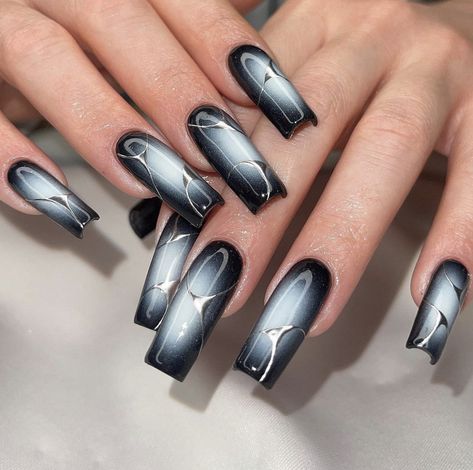 Punk Nails, Airbrush Nails, Goth Nails, Edgy Nails, Grunge Nails, Soft Nails, Nagel Inspo, Cat Kuku, Hot Nails