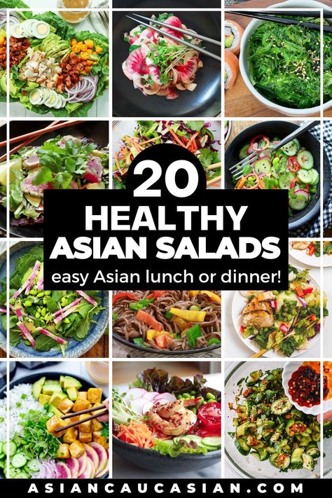 Asian Salad Ideas, Healthy Asian Salad, Asian Salad Recipes, Miso Shrimp, Japanese Salad Recipes, Asian Noodle Salad Recipe, Asian Lunch, Salads Easy, Awesome Salads