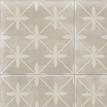 Honeycomb Tile Entryway, Laundry Room Tan Tile Floor, Kitchen With Floor Tiles, Studio Mcgee Tile Floor, Patterned Porcelain Tile Floor, Master Bath Pattern Tile Floor, Girls Bathroom Floor Tile, Small Bathroom Redesign, Shower With Wood Tile