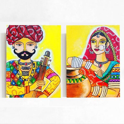 Buy Rajasthani Canvas Painting Rajasthan Wall Decor Gujarati online on Etsy India. Shop for handmade, vintage and unique Acrylic Paintings items from ArtGalloreIndia online on Etsy Rajasthani Canvas Painting, Rajasthani Drawing, Indian Canvas Painting, Canvas Painting Indian, Rajasthani Painting, Rajasthani Art, Indian Art Gallery, Peacock Painting, Indian Painting