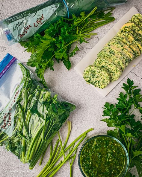 Preserve Parsley, Freezing Parsley, Freezing Fresh Herbs, Parsley Recipes, Freezing Vegetables, Pan Fried Fish, Growing Carrots, Chimichurri Recipe, Preserving Herbs