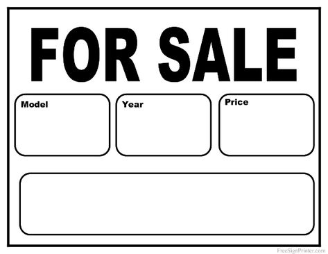 Printable- Car for Sale Sign Car For Sale Sign Printable, For Sale Signs Design, Car For Sale Sign, For Sale Sign Design, Yard Sale Printables, For Sale Template, Ef Civic, For Sale Signs, Project Cars For Sale