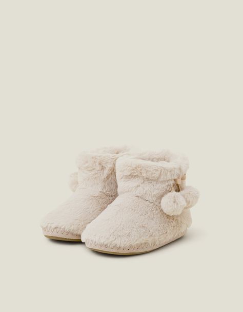 Toasty toes, always.Keeping your feet warm and your loungewear looking luxe, this pretty pair has a boot silhouette with pom-pom detailing. Perfect for nights in. Cream Boots Cream, Boot Silhouette, Ugg Ultra Mini, Denim Texture, Cute Slippers, Fascinator Headband, Soft Slippers, Waterproof Jewelry, Wedding Bridal Jewellery