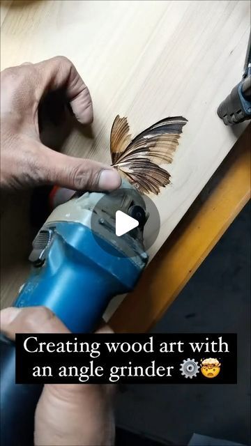 ARTWORK DAILY🎨 on Instagram: "Using an angle grinder, this artist transforms a plain wood canvas into a stunning piece of art. 🦋⚙️ Rate 1-10🥰

Artist 61664792038 on Doüyin" Dremel Wood Carving Ideas Free Pattern, Angle Grinder Wood Carving, Scrap Wood Project, Wood Carving Art Sculpture, Wood Sculpture Art, Angle Grinders, Scrap Wood Projects, Wood Carving Art, Piece Of Art