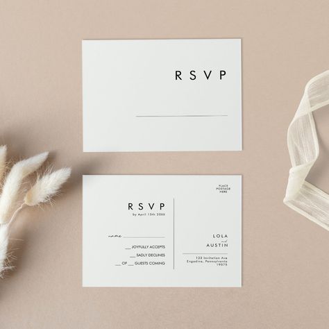 Modern Minimalist Wedding RSVP Postcard | #simplisticwhiteblackcalligraphyfont #minimalabstractbohemianchicscript #formalcontemporarytypographyss012 #elegantweddingrsvp #bohoresponsecard #minimalistbridalshower #simpleweddingreplycard #luxurypartyrsvp #modernwedding #uniquewedding Bridal Shower Simple, Wedding Reply Cards, Bohemian Chic Weddings, Postcard Wedding Invitation, Contemporary Typography, Black Calligraphy, Luxury Party, Modern Minimalist Wedding, Rsvp Postcard