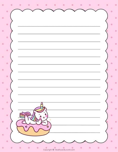 Unicorn Stationary Printable, Kawaii Stationery Printable, Cute Note Template Printable, Cute Stationery Paper, Printable Note Paper Cute, Cute Paper Template, Cute Letter Template, Notes Design Template, Kawaii Note Template