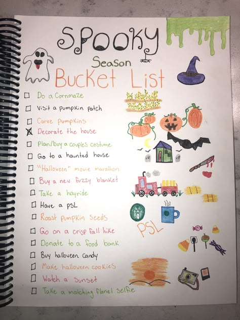 Spooky Season Calendar, October Hangout Ideas, Autumnal Painting Ideas, Spooky Things To Do, Fall Stuff To Do With Boyfriend, Halloween Bukett List, Thing To Do In Fall, Halloween Ideas To Do With Friends, Things To Do For Halloween With Friends