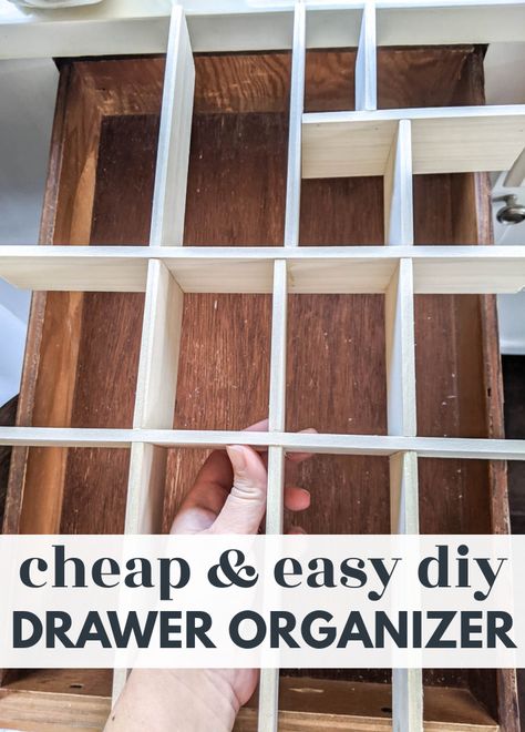 Diy Cabinet Dividers, Diy Wood Drawer Dividers, Cheap Drawer Organizers, Homemade Drawer Dividers, Make Your Own Drawer Dividers, Cutlery Drawer Organization Diy, Making Drawer Dividers, Drawer Dividers Organization Ideas, How To Organize A Junk Drawer