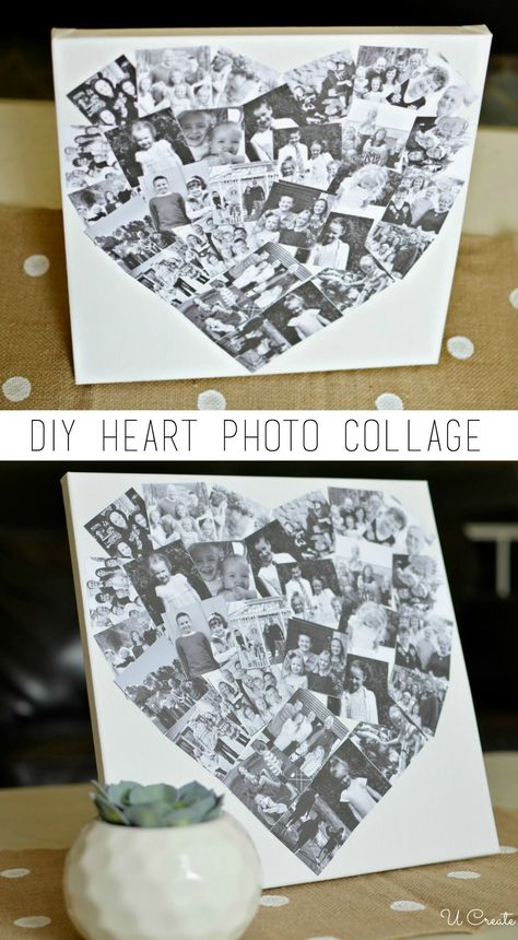 Photo Collage Diy, Heart Photo Collage, Easter Crafts For Adults, Collage Foto, Diy Heart, Collage Diy, Heart Photo, Boyfriend Diy, Cadeau Diy