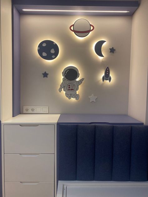 Nursery Night Lights, Space Wall Lamps, Set of 5 Nursery Wall Light, Planets, Space Rocket Night Light, Gift for Baby and Children - Etsy UK Space Toddler Room, Boys Space Bedroom, Nursery Night Light, Space Bedroom, Space Rocket, Light And Space, Toddler Room, Wall Lamps, Baby Boutique