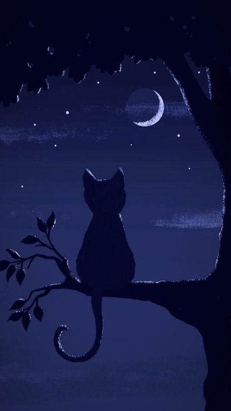 Chat Background, Wallpaper Gatos, Moon And Stars Wallpaper, Cat Phone Wallpaper, Wallpaper Best, Night Sky Wallpaper, Wallpaper Nature Flowers, Cat Artwork, Cool Wallpapers Art