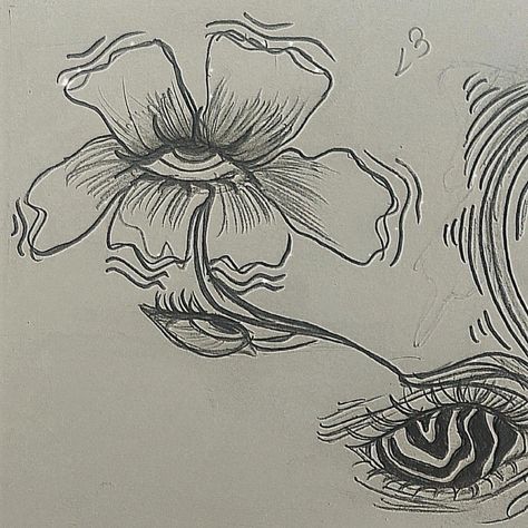 Trippy Nature Drawing, Flowers With Faces Drawing Trippy, Melting Flowers Drawing, Flowers Growing Out Of Body Drawing, Trippy Flower Art, Stick Poke, Stick Poke Tattoo, Trippy Painting, Poke Tattoo