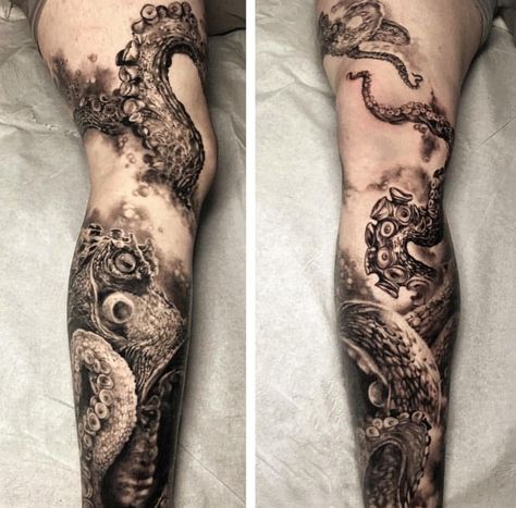 Realistic Octopus Tattoo Tattoo Octopus, Octopus Tattoo Sleeve, Kraken Tattoo, Squid Tattoo, Mangas Tattoo, Realistisches Tattoo, Phönix Tattoo, Octopus Tattoo Design, Pirate Tattoo