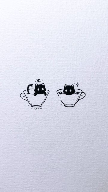 Matching Friend Cat Tattoos, Tiny Matching Cat Tattoos, Pizza Cat Tattoo, Cute Matching Cat Tattoos, Matching Tea Tattoos, Matching Black Cat Tattoos, Coffee Cat Tattoo, Cat In Teacup Tattoo, Matching Kitty Tattoos