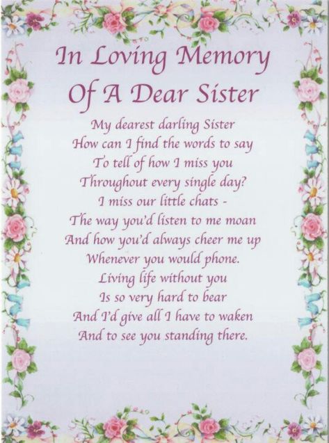 In Loving Memory Of My SISTER, Prayers For Sister, Quotes Sister, Sister In Heaven, I Miss My Sister, In Loving Memory Quotes, Sister Poems, Missing Quotes, Sister Birthday Quotes, Birthday In Heaven