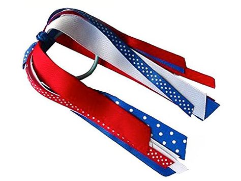 4th of July Patriotic Ponytail Streamer Funny Girl Designs - Red White and Blue Polka Dot Blue Ponytail, Ponytail Streamer, Blue Hair Accessories, Hair Bracelet, Hair Ribbons, Funny Girl, Hair Ribbon, How To Make Ribbon, Hair Elastics