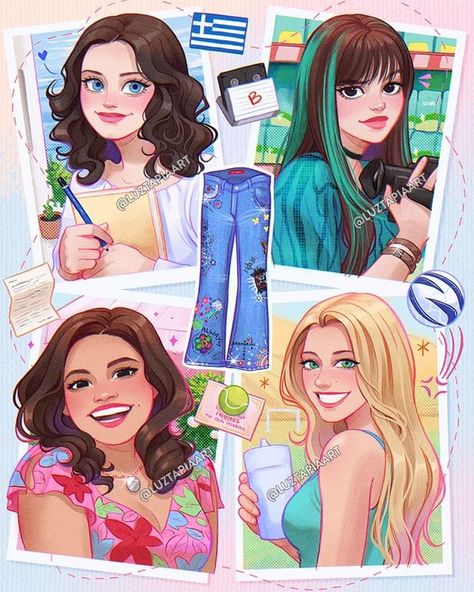 Inconvenience Store, Luz Tapia Art, Sisterhood Of The Traveling Pants, The Sisterhood, Friend Cartoon, Dessin Adorable, Cute Art Styles, Girls Cartoon Art, Cool Art Drawings