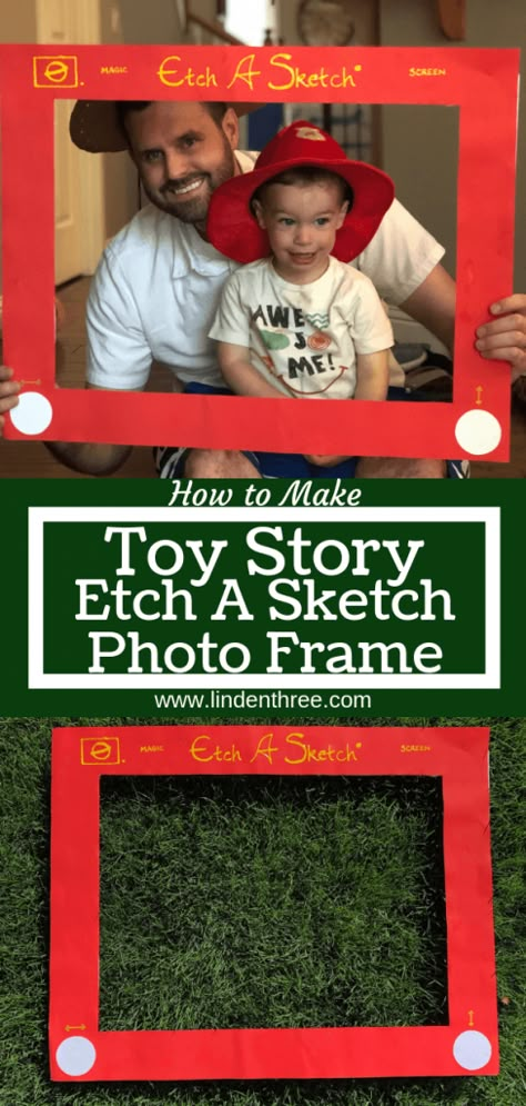 Learn How to Make a Toy Story Etch A Sketch Photo Frame, a perfect photo prop for your Toy Story Party. #toystoryparty #toystory Etch A Sketch Picture Frame, Diy Etch A Sketch, Toy Story Game, Toy Story Decorations, Toy Story Halloween, Sketch Photo, Toy Story Baby, Toy Story Theme, Kids Camp