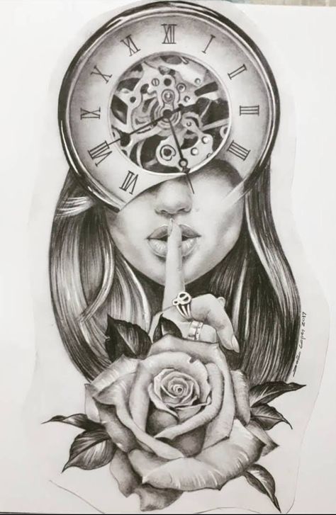 Time Clock Tattoo, Poor Quotes, Watch Tattoo Design, Luna Tattoo, Chicano Tattoos Sleeve, Rose Drawing Tattoo, Girl Face Tattoo, Compass Tattoo Design, Band Tattoo Designs