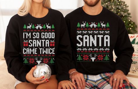 Matching Ugly Christmas Sweaters, Couples Christmas Sweaters, Ugly Christmas Sweater Couples, Santas Favorite Ho, Ugly Christmas Shirts, Christmas Sweater Party, Ugly Christmas Sweaters, Ugly Christmas Sweater Funny, Ugly Christmas Sweater Party