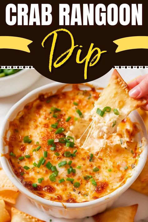 Hot crab rangoon dip is a bubbling, creamy mix of melty cheese and lump crab meat. Served with crispy wonton chips, it's a surefire crowd-pleaser. Rangoon Dip, Crab Rangoon Dip, Wonton Chips, Crab Rangoon Recipe, Rangoon Recipe, Lump Crab Meat, Crispy Wonton, Crab Meat Recipes, Creamy Crab