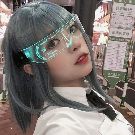 Cyberpunk Glasses, Cyberpunk Accessories, Futuristic Glasses, Visor Glasses, Cyberpunk Outfit, Mode Cyberpunk, Led Glasses, Estilo Cyberpunk, Futuristic Sunglasses