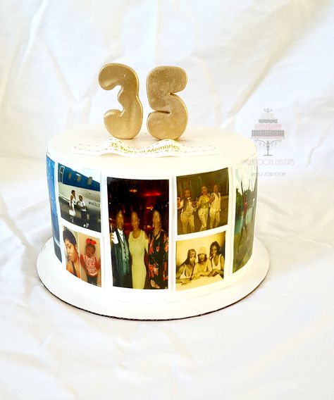 Picture Collage Cake Ideas, Cake With Edible Picture, Birthday Picture Collage, Cake Red Velvet, Birthday Picture, Cream Cheese Buttercream, 50th Bday, Cake Cream, 35th Birthday