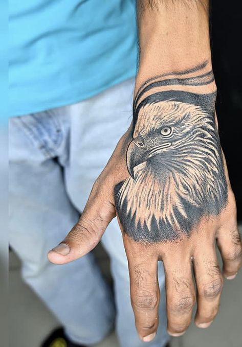 Hand Tattoos Eagle, Eagle Hand Tattoo, Eagle Tattoo On Hand, Tattoo Design For Hand, Wrist Tattoos For Guys, Eagle Tattoos, Hand Stencil, Eagle Tattoo, Boy Tattoos