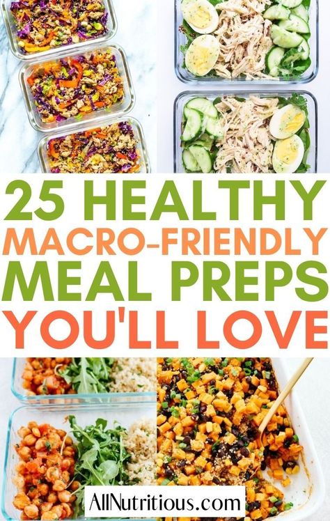 These brilliant macro-friendly meal prep recipes are perfect meals to make to help you reach all your health and fitness goals. Preparing more healthy lunches and dinners will help you stay on track more easily. #MealPrep #Macros Macro Meal Plan, Macro Nutrition, Macros Diet, Macro Friendly Recipes, Meal Prep Recipes, Macro Meals, Prepped Lunches, Meal Prep Bowls, Prep Recipes