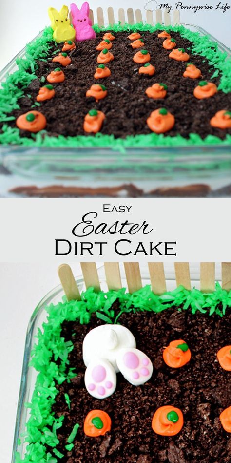 Bolo Tumblr, Easter Dirt Cake, Dirt Cake Recipes, Easter Deserts, Easy Easter Recipes, Easy Easter Desserts, Dirt Cake, Easter Snacks, Easter Sweets