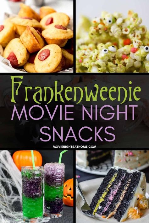 Halloween Themed Movie Night Ideas, Hocus Pocus Food Ideas, Movie Night Recipes, Movie Night Disney, Hocus Pocus Movie Night, Halloween Movie Night Party, Movie Dinner, Disney Movie Night Dinner, Movie Night Dinner