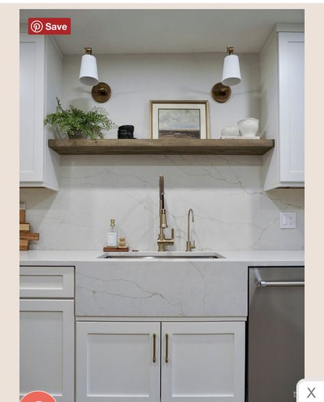 Floating Shelves Above Kitchen Sink, Shelves Above Kitchen Sink, Shelf Above Sink, Replacing Interior Doors, Vinyl Wood Planks, Waterfall Kitchen, Kitchen Floating Shelves, Above Sink, Interior Door Knobs