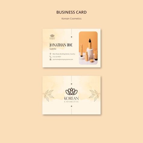 Cosmetic Business Cards, Cosmetics Business, Skin Care Business, Korean Cosmetics, Business Card Template, Free Psd, Card Template, Business Card, Business Cards