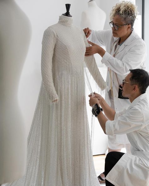 Vogue France | @CelineDion’s haute couture dress took over 1,000 hours to create in the @Dior ateliers. For the ultimate chapter of the #Paris2024… | Instagram Olympics Costume, Dior Atelier, Olympics 2024, Louis Vuitton Trunk, Olympics Opening Ceremony, Ceremony Photos, Dior Dress, Haute Couture Dresses, Dior Couture