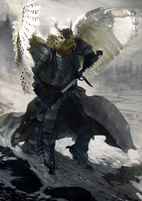 Owl Knight, Heroic Fantasy, Arte Cyberpunk, Knight Art, Fantasy Races, Dungeons And Dragons Characters, Dnd Art, Fantasy Rpg, Fantasy Inspiration