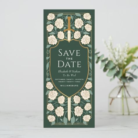 Sword & Shield Medieval Fantasy Save the Date Invitation  Zazzle Shield Medieval, Hobbit Party, Medieval Wedding, Date Invitation, Themed Wedding Invitations, Romantic Fantasy, Fantasy Wedding, Fantasy Aesthetic, Save The Date Invitations