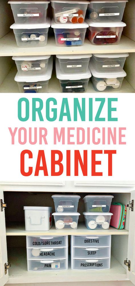 How to organize your medicine cabinet - step by step. Organize Medicine Cabinet, Organize Medicine, Medication Organization Storage, Medicine Cabinet Organization, Diy Medicine, Medication Organization, Medication Storage, Medical Cabinet, Medicine Chest