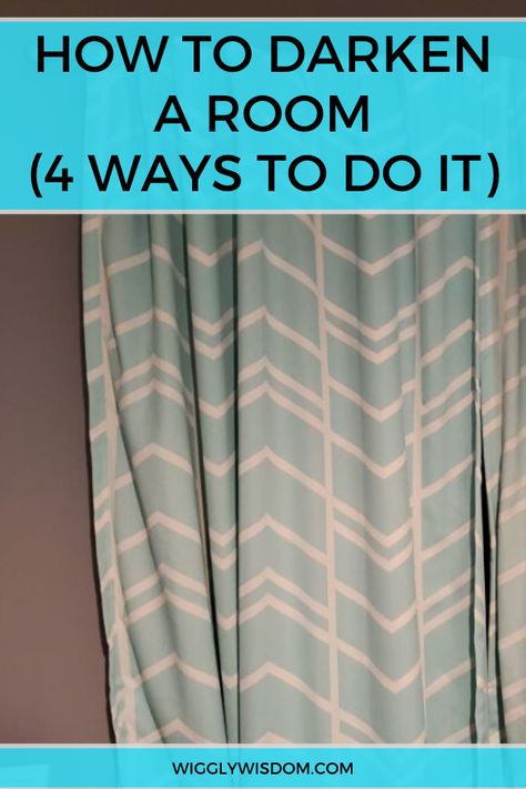 Is your room too bright? Or are you trying to get a baby to nap? Here are 4 effective ways to darken a room! #homehacks #househacks Diy Room Darkening Ideas, Room Darkening Ideas, Short Curtains Bedroom, Diy Blackout Curtains, Window Coverings Bedroom, Curtains Or Shades, Room Darkening Shades, Black Blackout Curtains, Blackout Curtains Bedroom