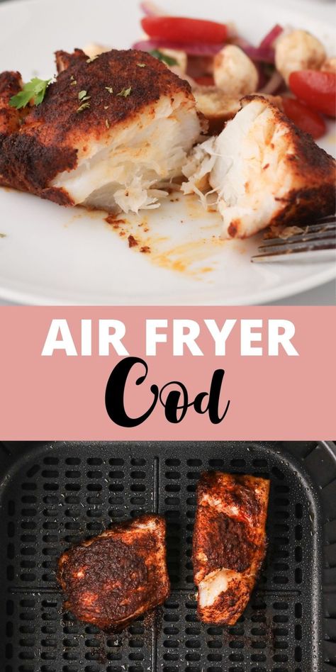 Air Fryer Baked Fish, Cod Filets In Air Fryer, Air Fry Cod Fish Recipes, Cod In Air Fryer Recipe, Air Fryer Cod Fish Recipes, Airfryer Cod Recipes, Airfryer Cod, Cod Fish Recipes Air Fryer, Cod Recipes Air Fryer