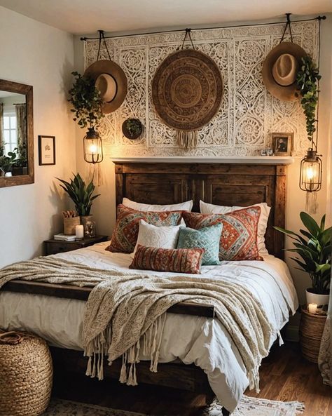 20 Cozy Boho Style Ideas For Small Bedrooms – ToolzView Boho Bedroom Bedding Ideas, Small Cozy Boho Bedroom, Boho Farmhouse Aesthetic, Small Boho Room Ideas, Small Bedroom With Daybed Ideas, Western Boho Room, Boho Apartment Bedroom, Boho Guest Bedroom Ideas, Boho Rustic Bedroom