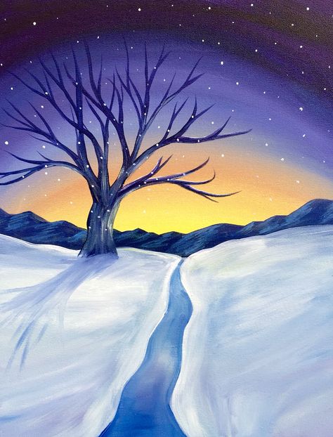 Paint Nite, Winter Painting, Paint, Stars