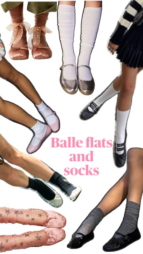 Ballet flats and socks inspiration Flats And Socks, Flats With Socks, Socks For Flats, Sock Outfits, How To Look Pretty, Ballet Flats, Ballet, Socks, My Style