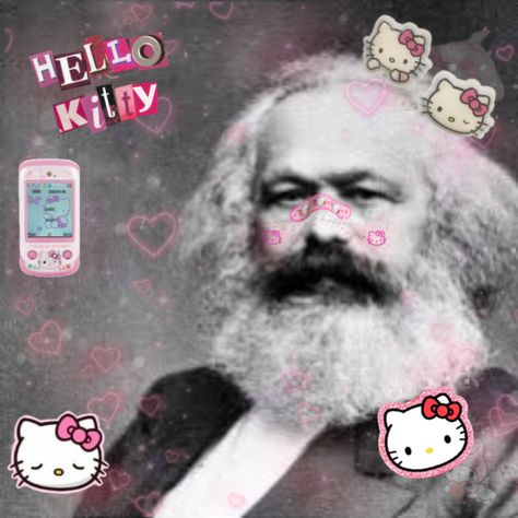 Karl Marx Aesthetic, Hello Kitty Stickers, Transition Goals, Computer Backgrounds, Karl Marx, Hello Kitty Plush, Sociology, Cat Stickers, Old Men