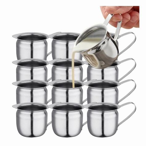 12PCS Stainless Steel Coffee Creamer Espresso Pitcher 3Oz Metal Cream Pitcher, Creamer Cup Small Milk Dispenser, Ceramic Pitchers, Creamer Container, Handy Design, Creamer Pitcher, Dining Setting, Ceramic Pitcher, Coffee Creamer, Frothing Pitcher