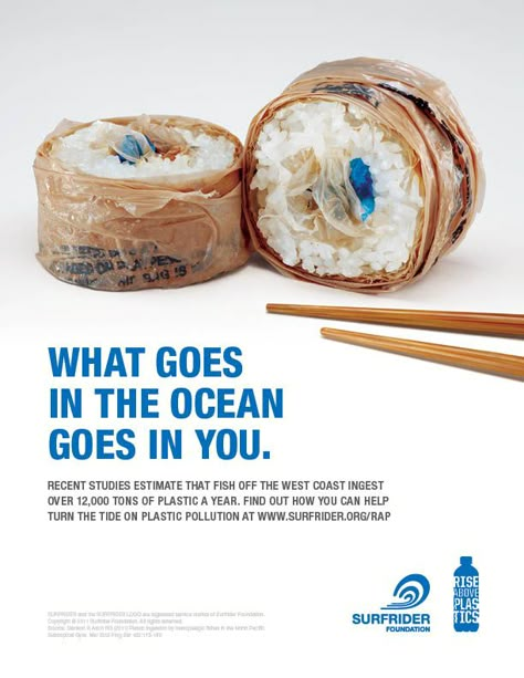 Surfrider's Rise Above Plastics Campaign will get you thinking twice about littering on the beach. Surfrider Foundation, Clever Advertising, Graphisches Design, Desain Editorial, 광고 디자인, Publicidad Creativa, Great Ads, Plakat Design, Guerilla Marketing