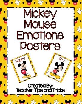 Mickey Mouse Emotions Posters by Teacher Tips and Tricks | TpT Teacher Tips And Tricks, Disney Themed Classroom, Mickey Mouse Decorations, Emotions Posters, Disney Classroom, Mickey Mouse Theme, Preschool Coloring Pages, Teacher Tips, Disney Theme